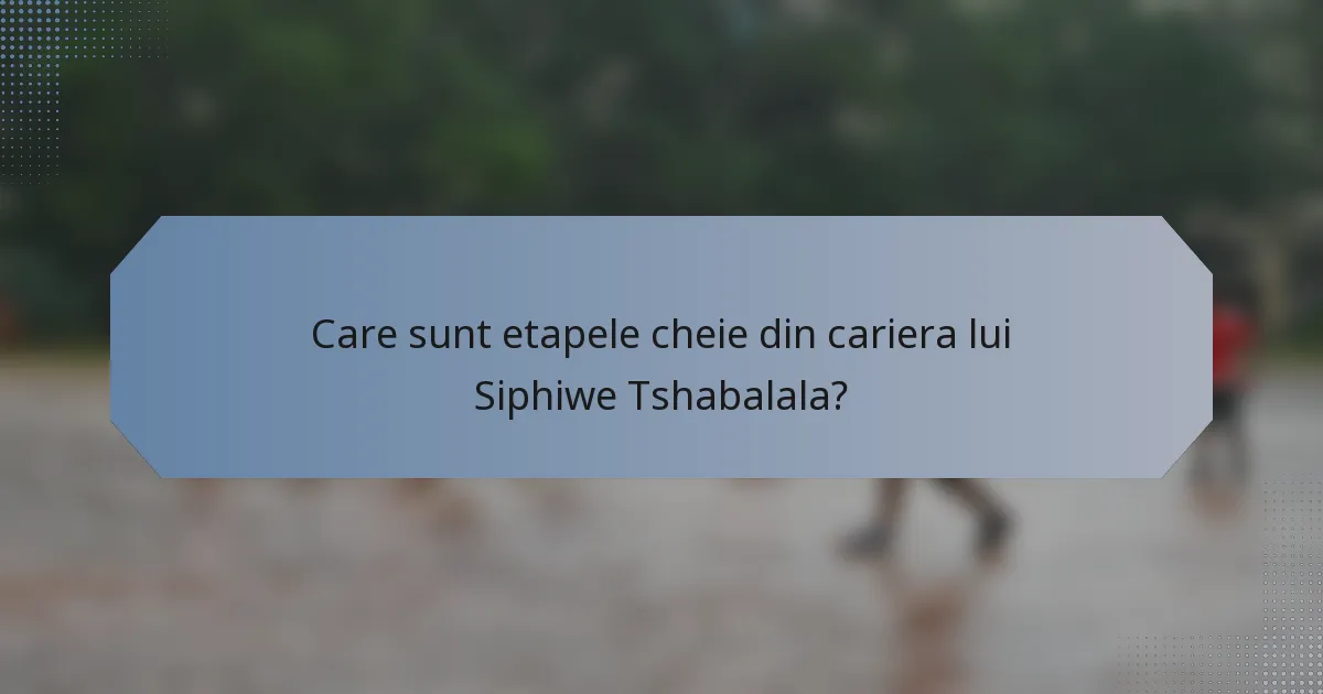 Care sunt etapele cheie din cariera lui Siphiwe Tshabalala?