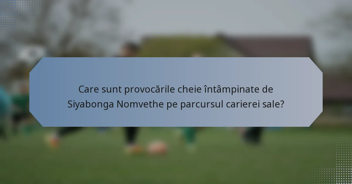 Care sunt provocările cheie întâmpinate de Siyabonga Nomvethe pe parcursul carierei sale?