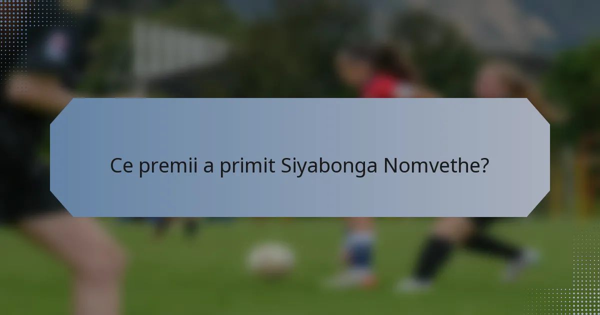 Ce premii a primit Siyabonga Nomvethe?