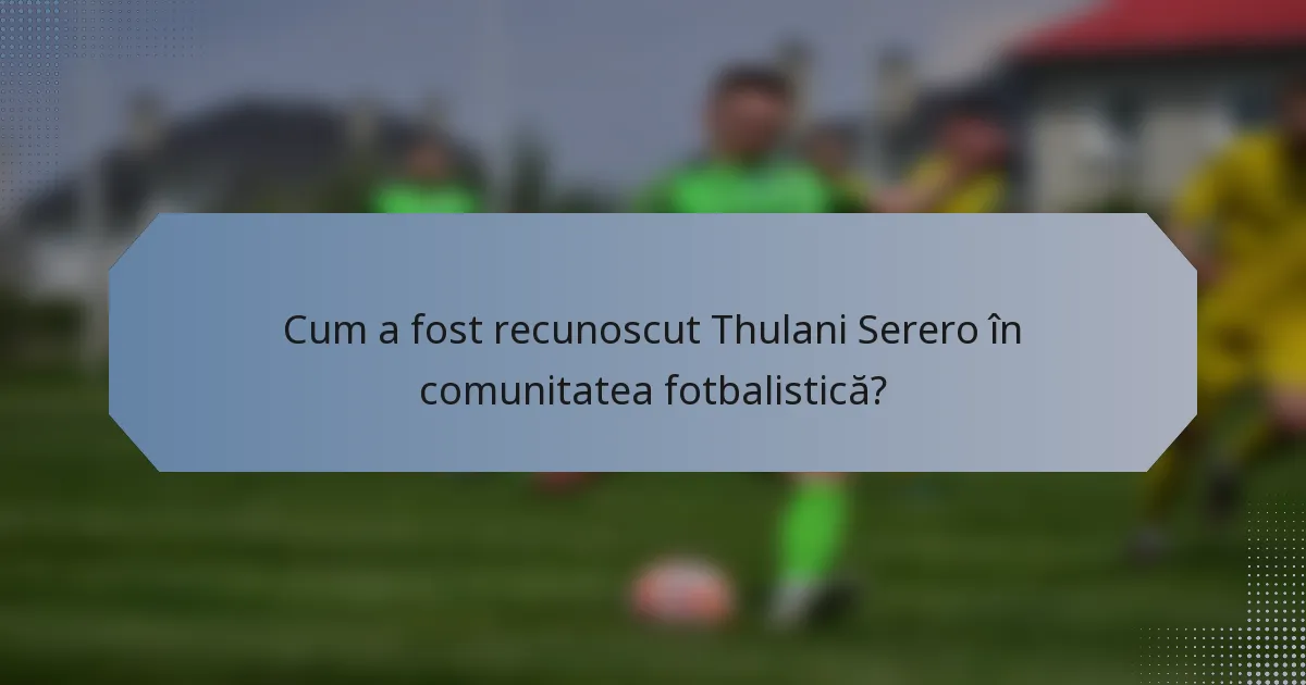 Cum a fost recunoscut Thulani Serero în comunitatea fotbalistică?