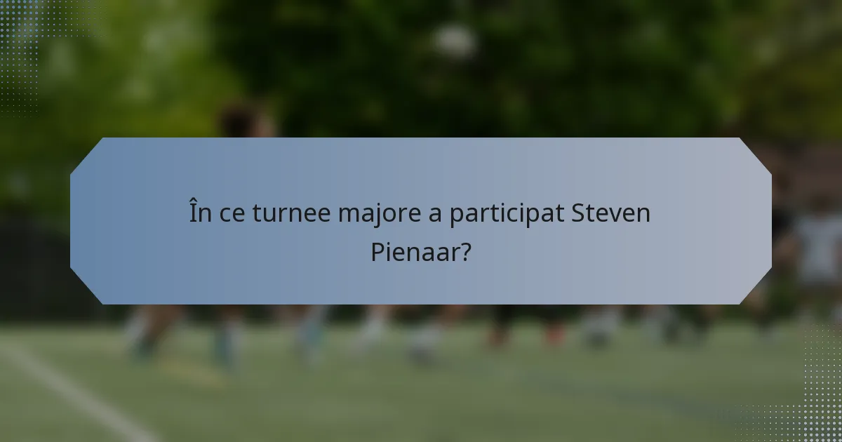 În ce turnee majore a participat Steven Pienaar?